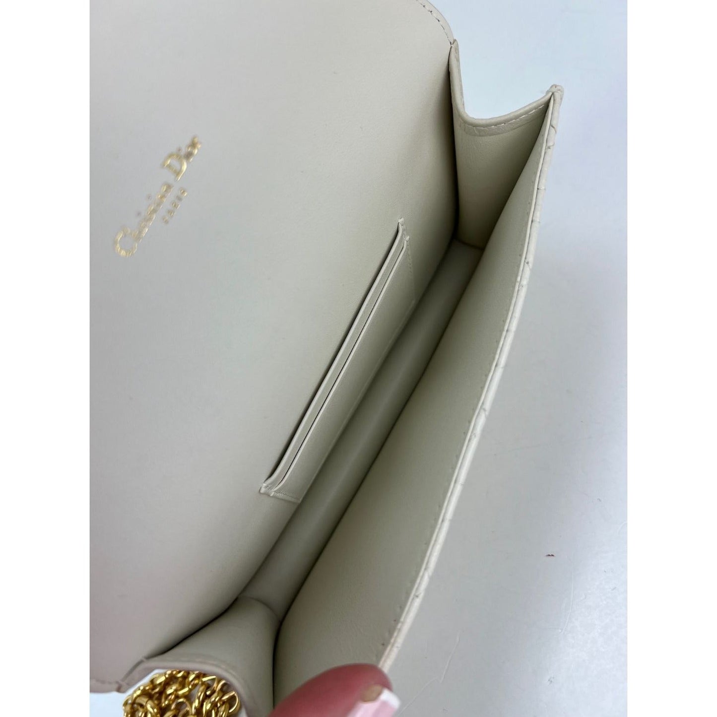 Christian Dior Caro Cannage White Leather Belt Bag Clutch