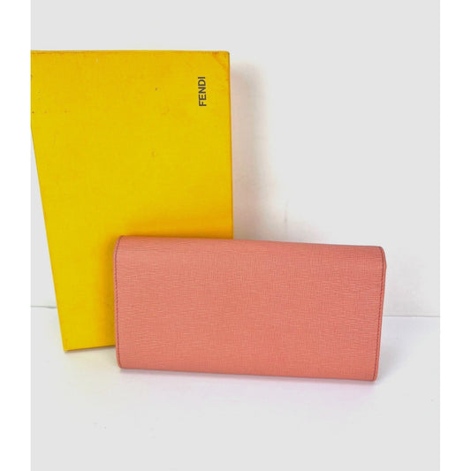 Fendi Continental Pink Leather Wallet Clutch