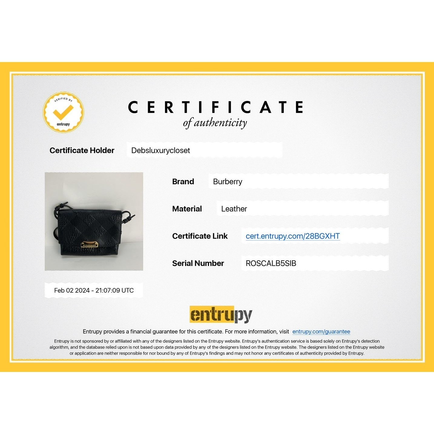 Burberry Signature Grain Leather Check Embossed Langley Black Crossbody