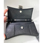 BALENCIAGA Hourglass Wallet On Chain Black Glitter Clutch Shoulder Bag