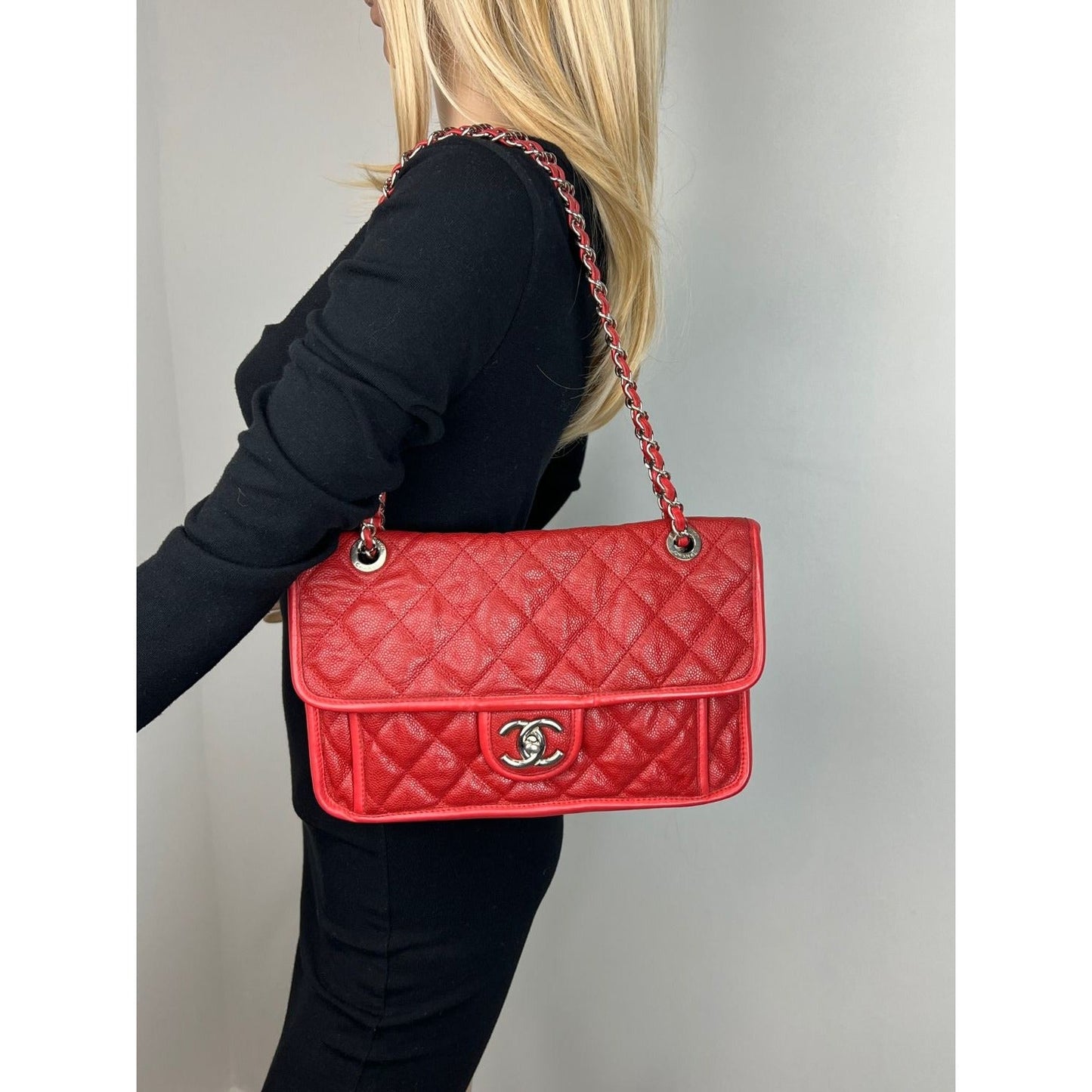 Chanel Caviar Quilted Medium French Riviera Red Flap