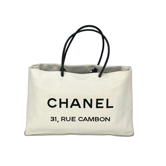 Chanel Essential 31 Rue Cambon Slopping White Leather Tote