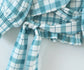 French Retro Street Short Green Plaid  Shirt Top