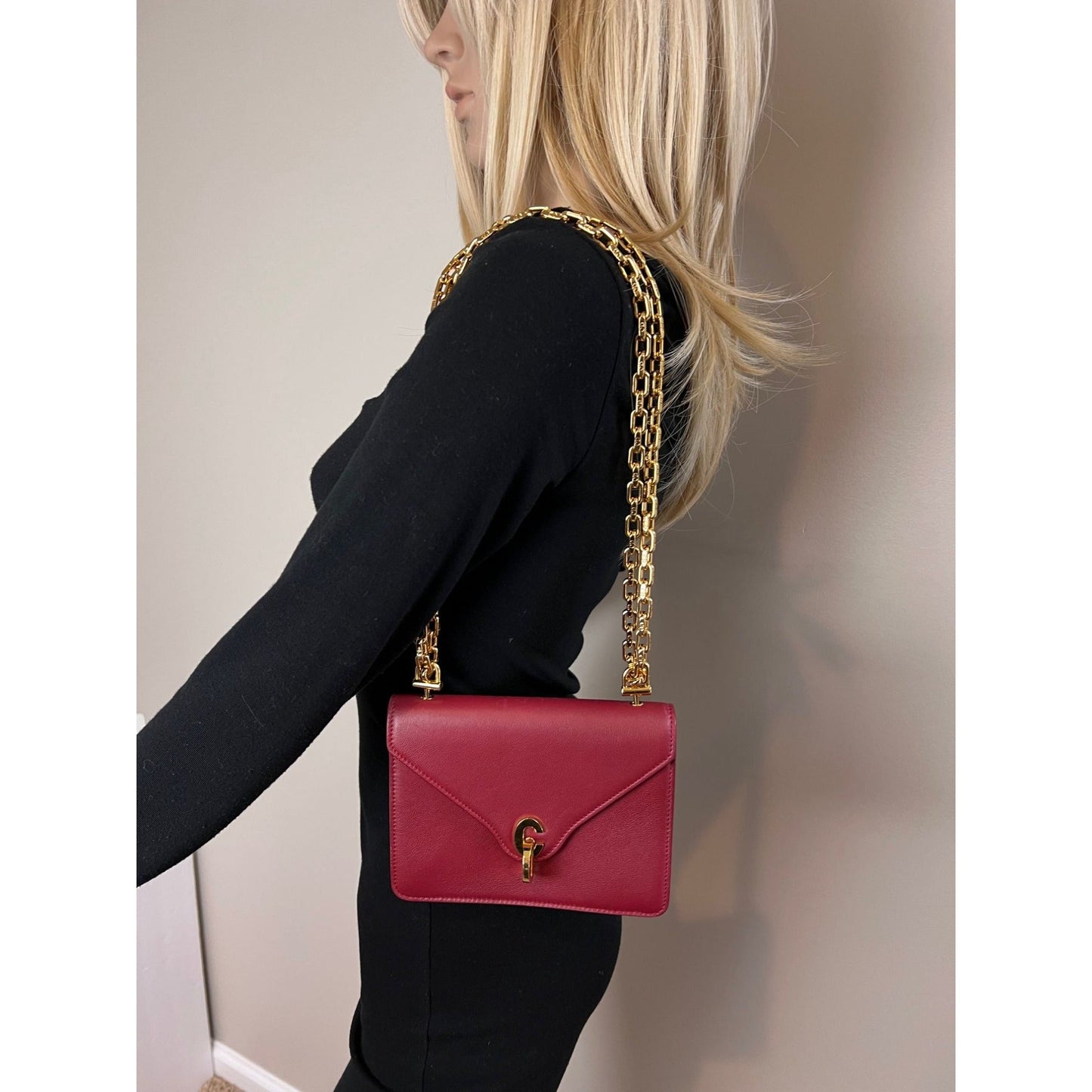 Christian Dior C'est Dior Mini Flap Burgundy Leather Shoulder Bag
