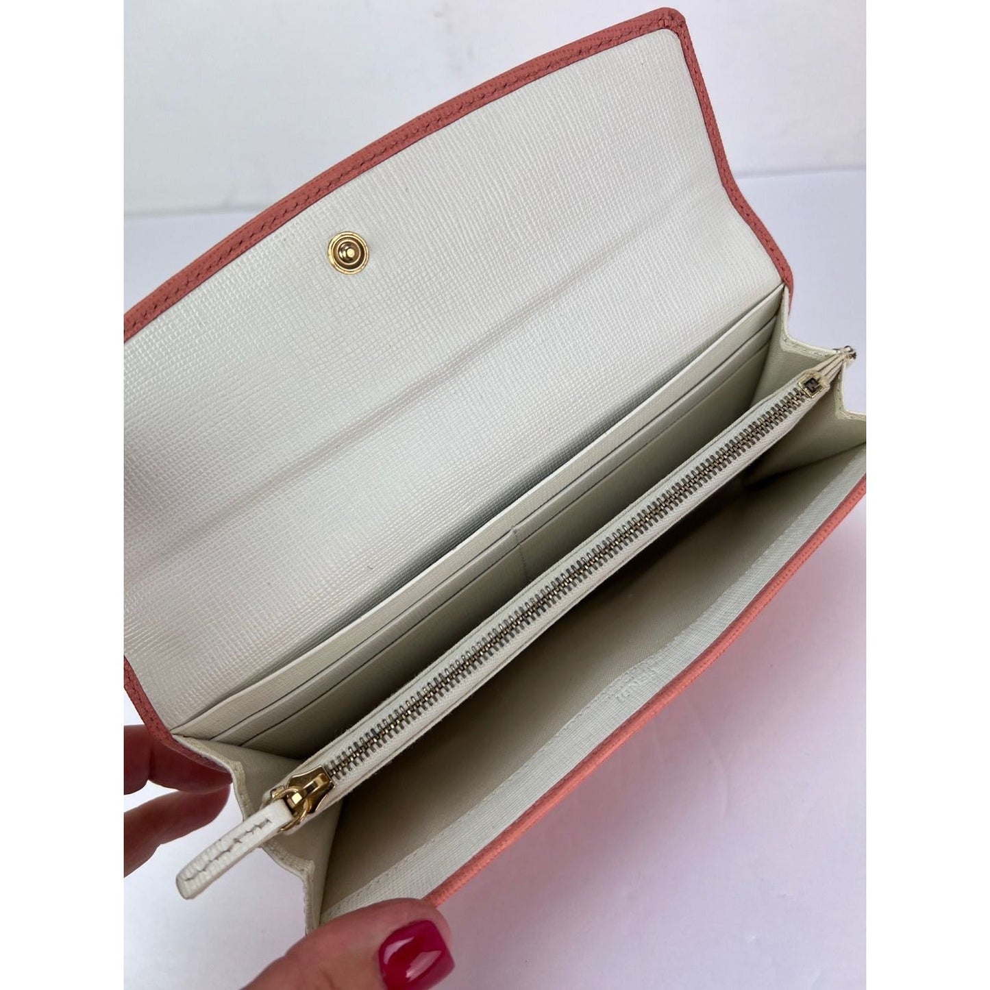Fendi Continental Pink Leather Wallet Clutch