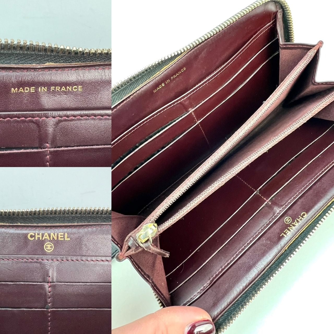 Chanel Caviar Quilted Large Gusset  Zip Around Black Wallet