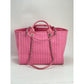 Chanel Canvas Calfskin Striped Medium Deauville Pink Tote