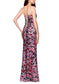 Betsy and Adam Miley Floral Sequin Scoop Neckline Spaghetti Strap Back Tie Closure Floor Length Dress