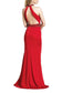 Dave & Johnny Embellished Halter Neck Slit Front Embellished Waist Zipper Back Cutout Back Satin Dress