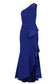 Adrianna Papell Beaded One-Shoulder Sleeveless Side Zipper Closure Ruffles Draped Details Dress