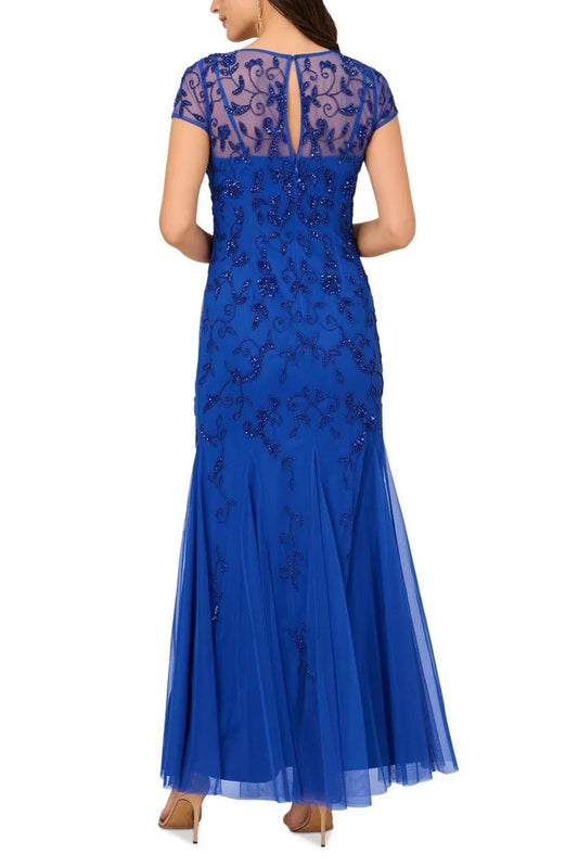 Adrianna Papell Embellished Sweetheart Neckline Bodice Underlay Godet Hem Gown Dress