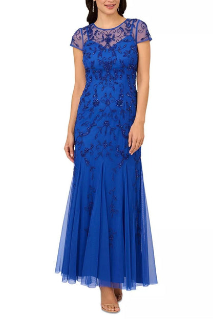 Adrianna Papell Embellished Sweetheart Neckline Bodice Underlay Godet Hem Gown Dress