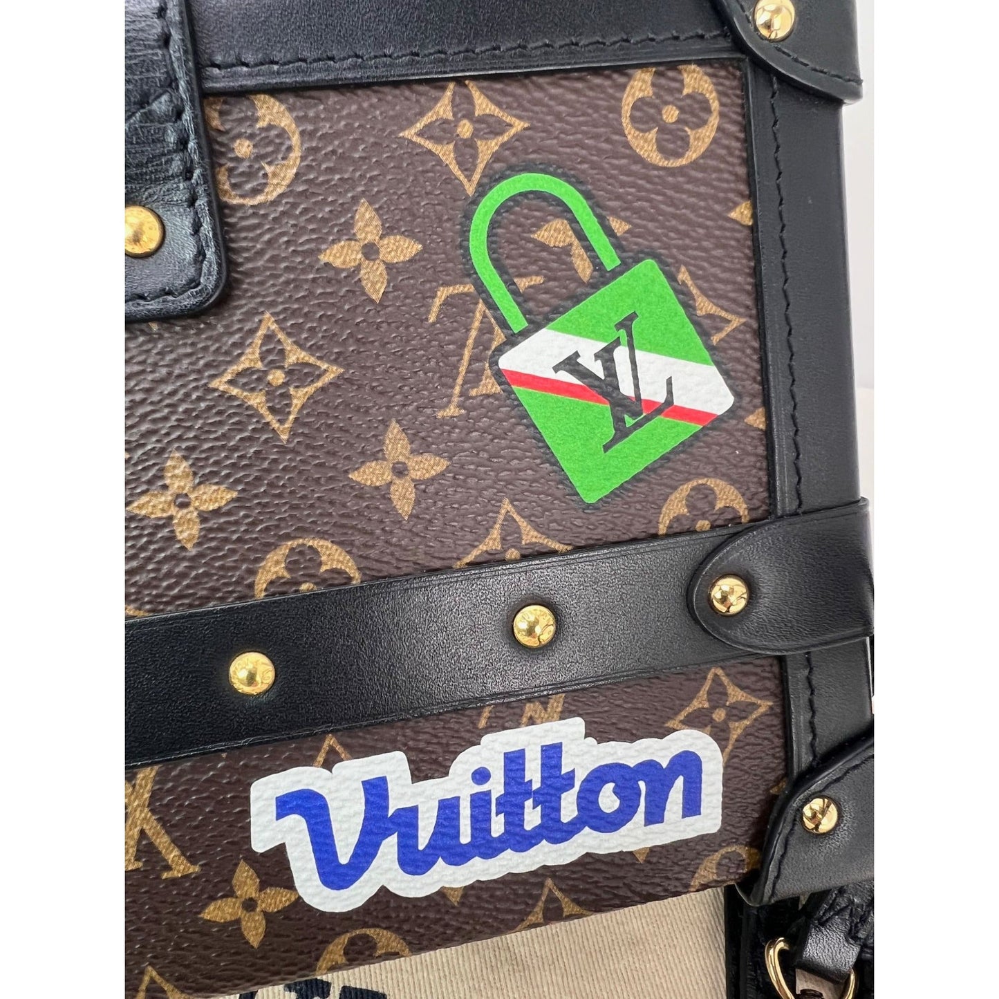 Louis Vuitton Petite Malle Patches Monogram Crossbody Clutch Bag Limited Edition RARE
