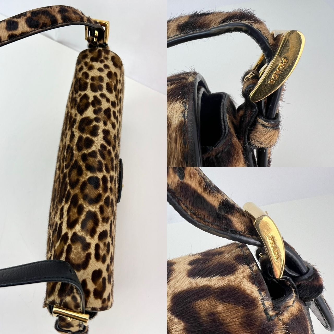 Prada Cavallino Leopard calf Hair Shoulder Bag