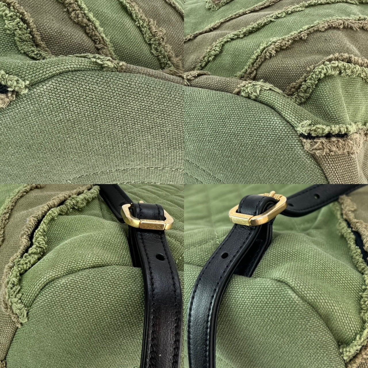 CHANEL Backpack Canvas Chevron Cuba Patchwork Khaki Green Backpack Preowned