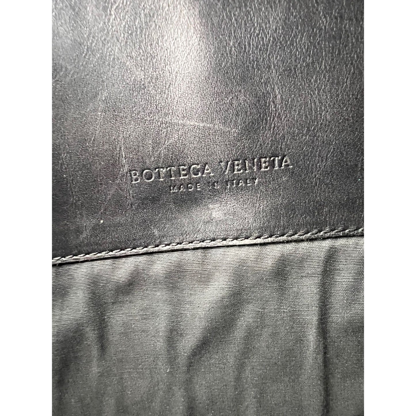 Bottega Veneta Intrecciato  Black Leather Messenger Bag