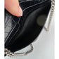 Saint Laurent Black Leather Sunset Wallet on a Chain Crocodile Embossed Bag