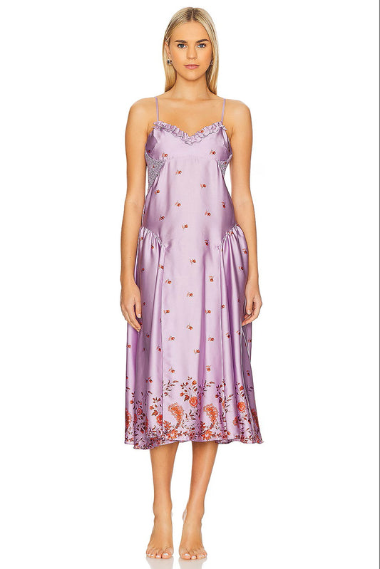 Free People x Intimately FP On My Own Printed Maxi Dress in Lilac Combo