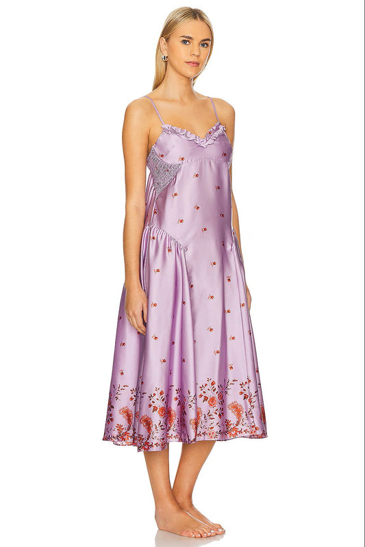 Free People x Intimately FP On My Own Printed Maxi Dress in Lilac Combo