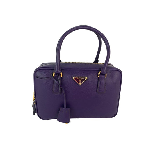 Prada Saffiano Leather Lux Small  Top Handle Viola Purple Handbag