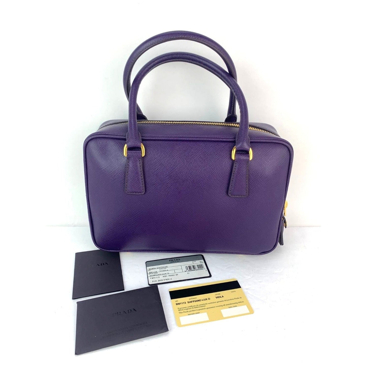 Prada Saffiano Leather Lux Small  Top Handle Viola Purple Handbag
