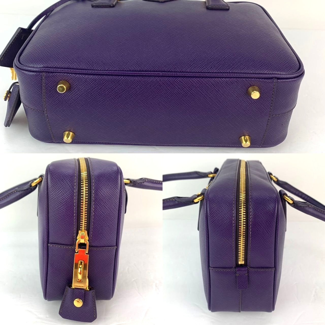 Prada Saffiano Leather Lux Small  Top Handle Viola Purple Handbag