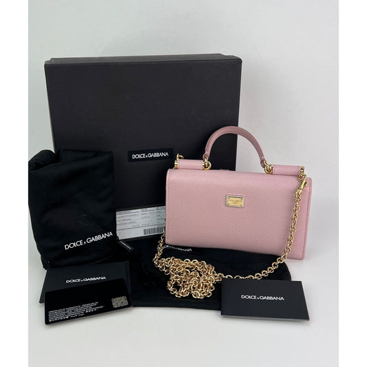 Dolce Gabbana Phone Bag St Dauphine Cartoon Pink Wallet on a Chain Hand Bag