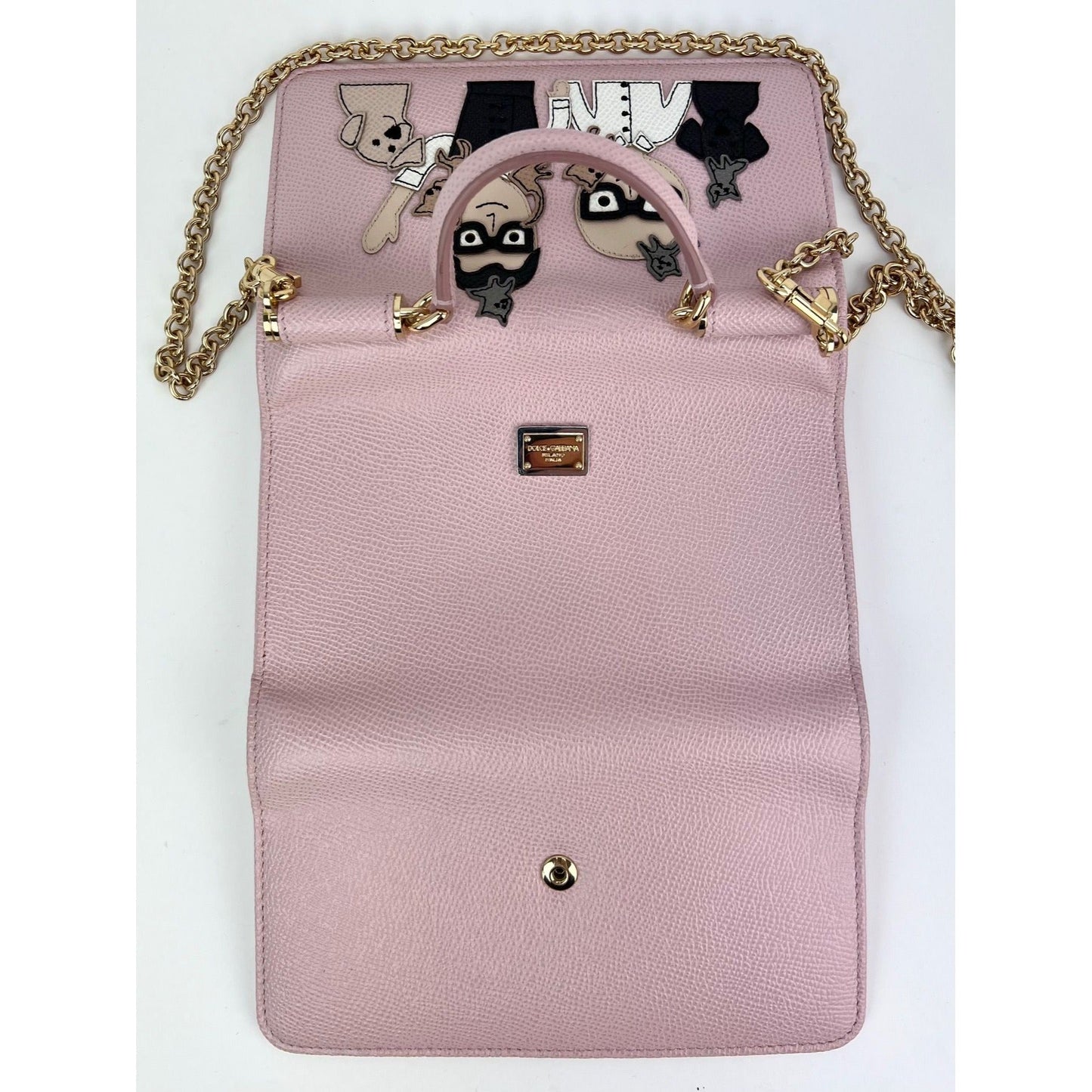 Dolce Gabbana Phone Bag St Dauphine Cartoon Pink Wallet on a Chain Hand Bag