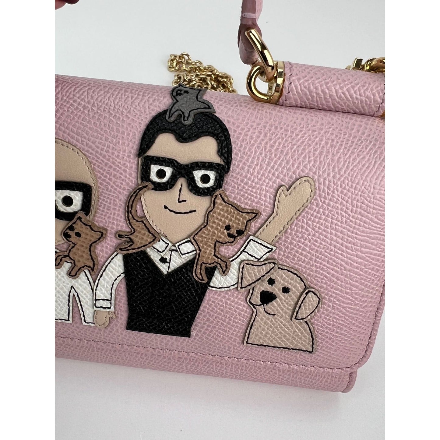 Dolce Gabbana Phone Bag St Dauphine Cartoon Pink Wallet on a Chain Hand Bag