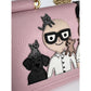 Dolce Gabbana Phone Bag St Dauphine Cartoon Pink Wallet on a Chain Hand Bag