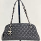 CHANEL Just Mademoiselle Quilted Caviar Black Bowling Shoulder Bag