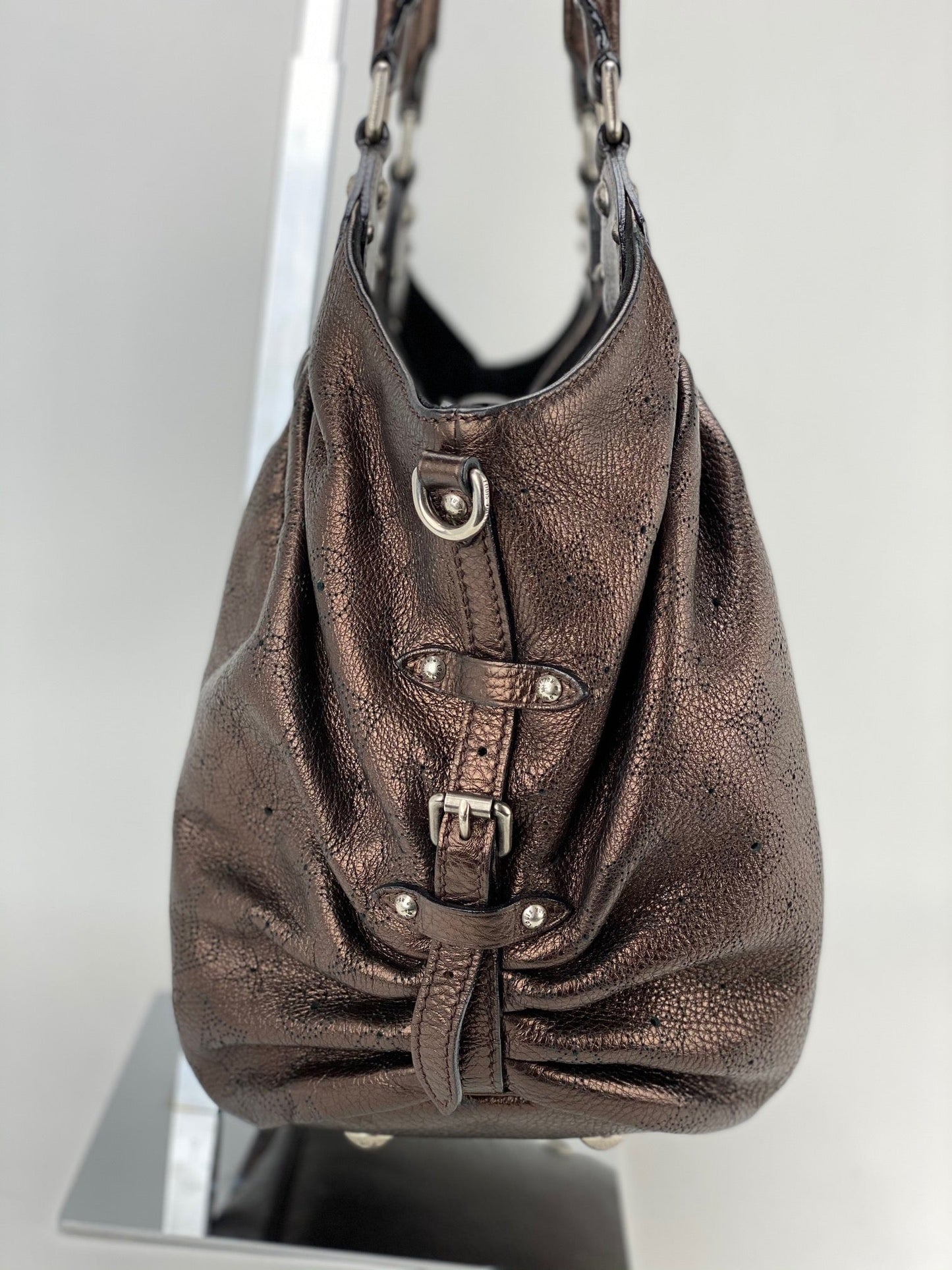Louis Vuitton Large Mahina Metallic Bronze Leather Shoulder Bag