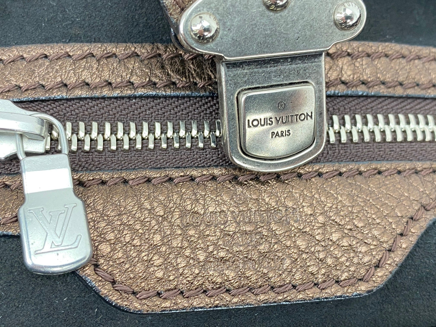 Louis Vuitton Large Mahina Metallic Bronze Leather Shoulder Bag