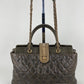 CHANEL Glazed Calfskin Shagreen Large Bindi CC Grey Tote Hand Bag