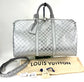 Louis Vuitton Keepall Bandoulière 50B Silver Glitter Damier Pattern Duffle Bag Preowned