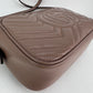 Gucci GG Marmont Small Chain Beige Matelasse Leather Crossbody Bag