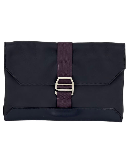 Hermes Messenger Cityslide Pouch Evercolor Leather Indigo Blue Clutch Preowned