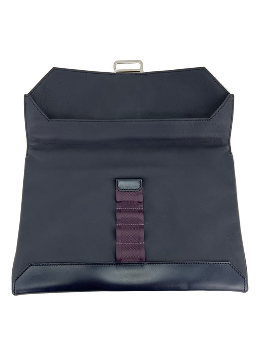 Hermes Messenger Cityslide Pouch Evercolor Leather Indigo Blue Clutch Preowned