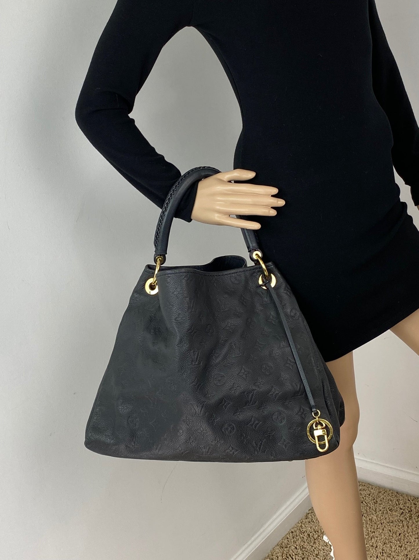 LOUIS VUITTON Artsy MM Monogram Empreinte Infini Blue Tote Hand Bag