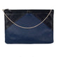 Chanel Quilted Lambskin Leather Black Blue Large Boy Zip Pouch