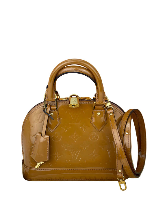 LOUIS VUITTON Vernis Alma BB Rose Velours M91585 Hand Shoulder Bag Pre owned