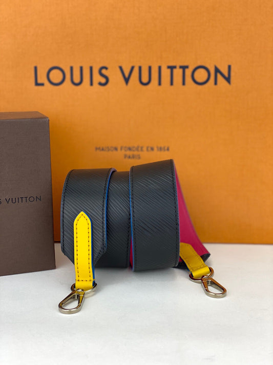 LOUIS VUITTON Epi Bandouliere Leather Shoulder Strap Black Pink Yellow