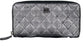 Chanel Perforated Silver Metallic Lambskin Quilted Zip Around Wallet Clutch
