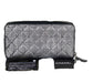 Chanel Perforated Silver Metallic Lambskin Quilted Zip Around Wallet Clutch