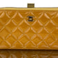 Chanel Quilted Yellow Patent Leather Brilliant Zip Around Wallet Clutch