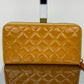 Chanel Quilted Yellow Patent Leather Brilliant Zip Around Wallet Clutch
