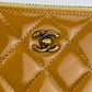 Chanel Quilted Yellow Patent Leather Brilliant Zip Around Wallet Clutch