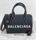 Balenciaga Ville Bowling Small Black Grained Leather Satchel Crossbody Bag