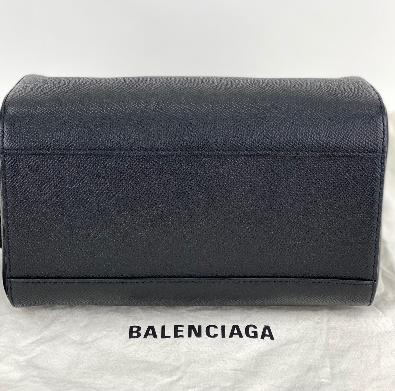 Balenciaga Ville Bowling Small Black Grained Leather Satchel Crossbody Bag