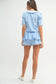 MABLE Collared Button Down Crop Top and Skort Set